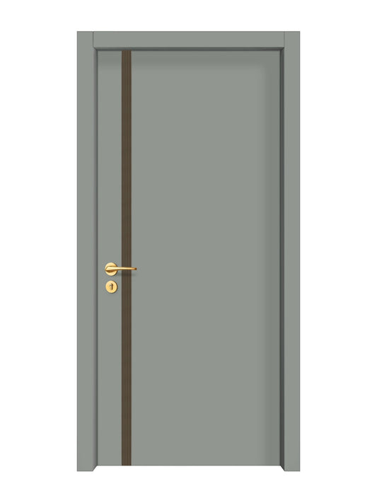 Slate Gray Interior Door Slab - Aliyah 1L Inlay Design in Bronze epoxy