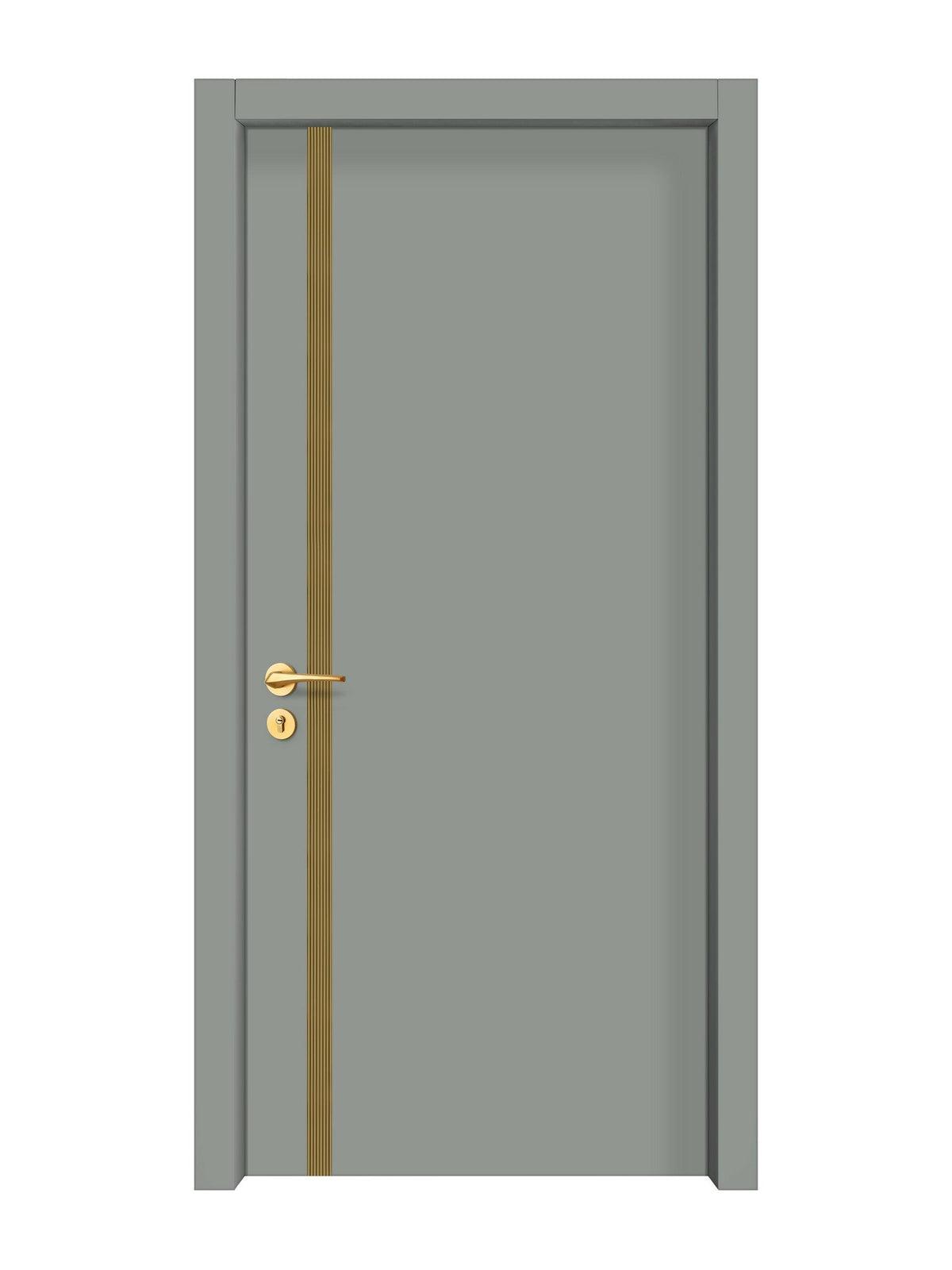 Slate Gray Interior Double Door Slabs - Aliyah 1L Inlay Design in Gold epoxy