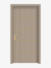 Smoked Oak Stripe Interior Door Slab - Elevar 4 Concave Design in Solar Gold epoxy