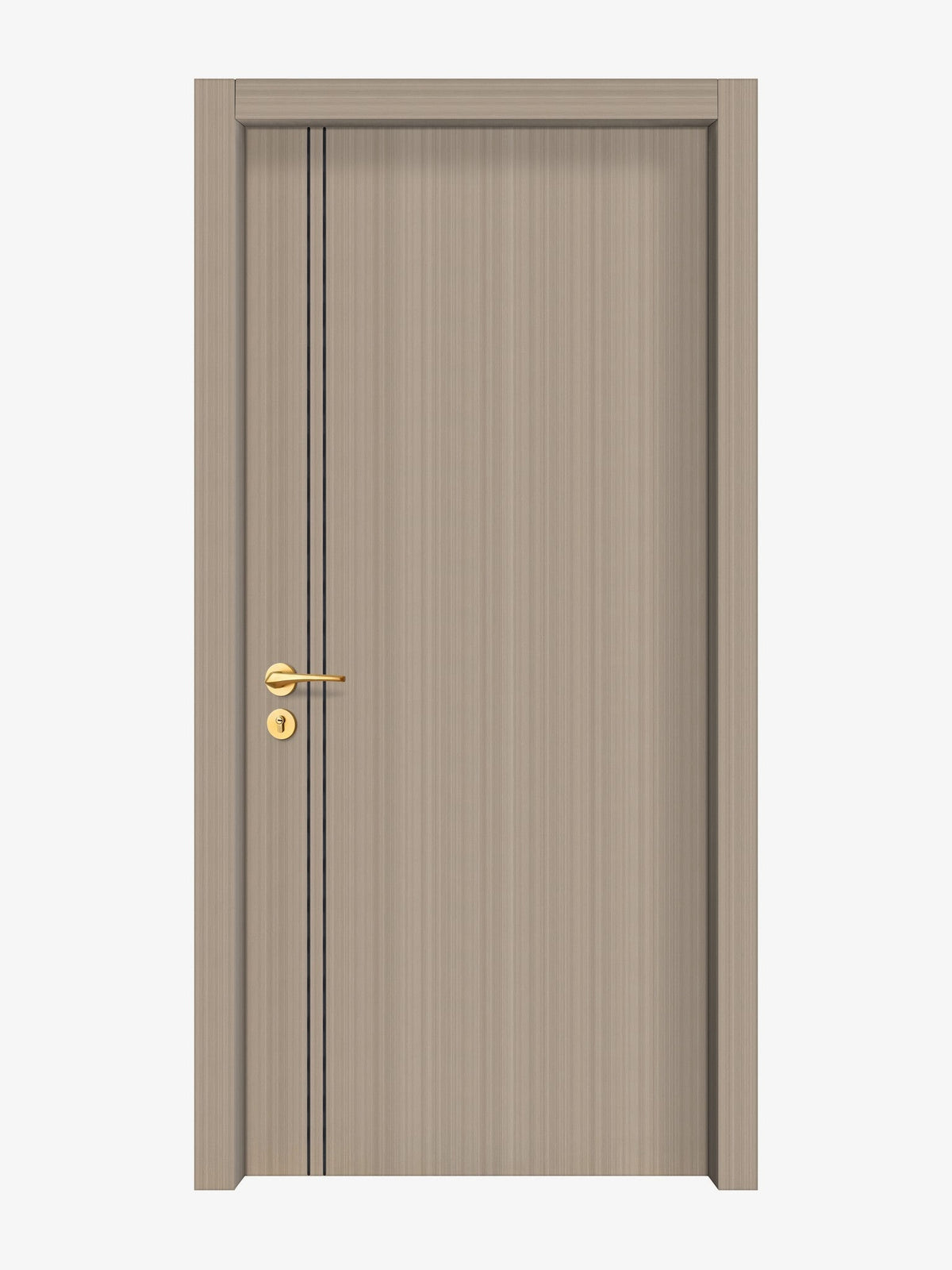 Smoked Oak Stripe Interior Door Slab - Aliyah 2L Concave Design in Black Pearl epoxy