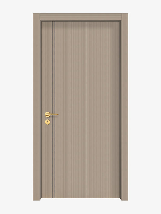 Smoked Oak Stripe Interior Door Slab - Aliyah 2L Concave Design in Black Pearl epoxy