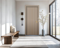 Smoked Oak Stripe Interior Door Slab - Aliyah 1C Concave Design in Copper Pearl epoxy, detail view