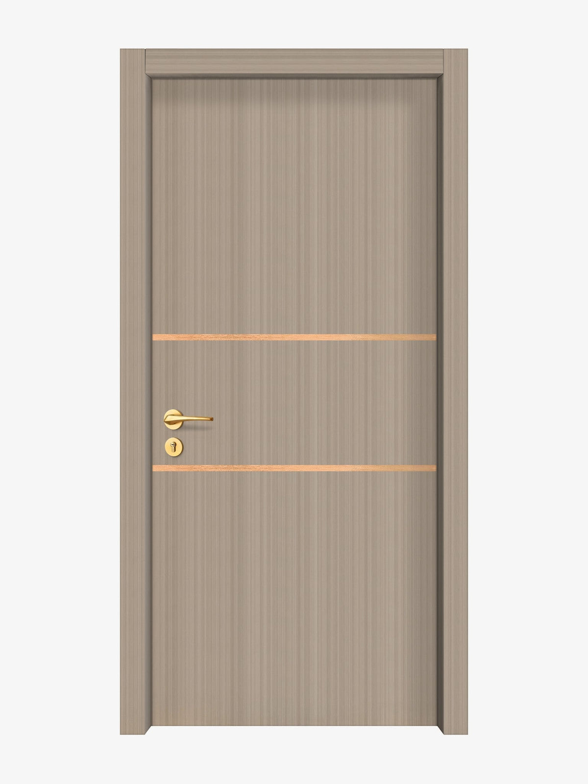 Smoked Oak Stripe Interior Double Door Slabs - Elevar 2N Inlay Design in Brushed Rose Gold epoxy
