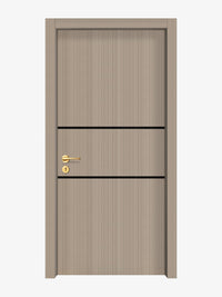 Smoked Oak Stripe Interior Door Slab - Elevar 2N Inlay Design in Glossy Black epoxy