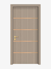 Smoked Oak Stripe Interior Door Slab - Elevar 4 Inlay Design in Brushed Rose Gold epoxy