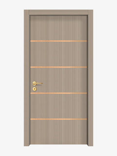 Smoked Oak Stripe Interior Double Door Slabs - Elevar 4 Inlay Design