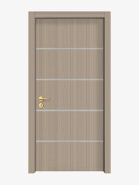 Smoked Oak Stripe Interior Door Slab - Elevar 4 Inlay Design in Satin Silver epoxy