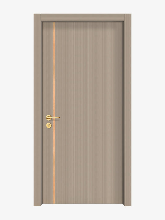 Smoked Oak Stripe Interior Double Door Slabs - Aliyah 1L Inlay Design in Brushed Rose Gold epoxy