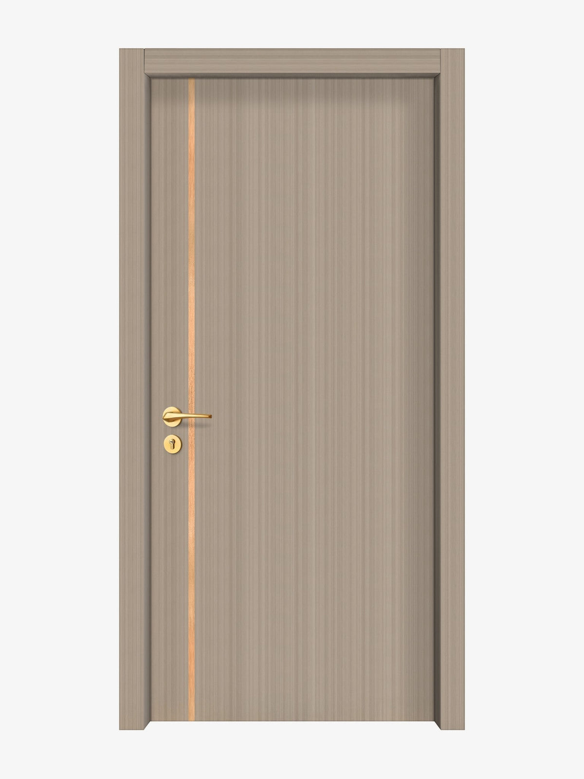 Smoked Oak Stripe Interior Door Slab - Aliyah 1L Inlay Design in Brushed Rose Gold epoxy
