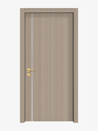 Smoked Oak Stripe Interior Door Slab - Aliyah 1L Inlay Design in Satin Silver epoxy