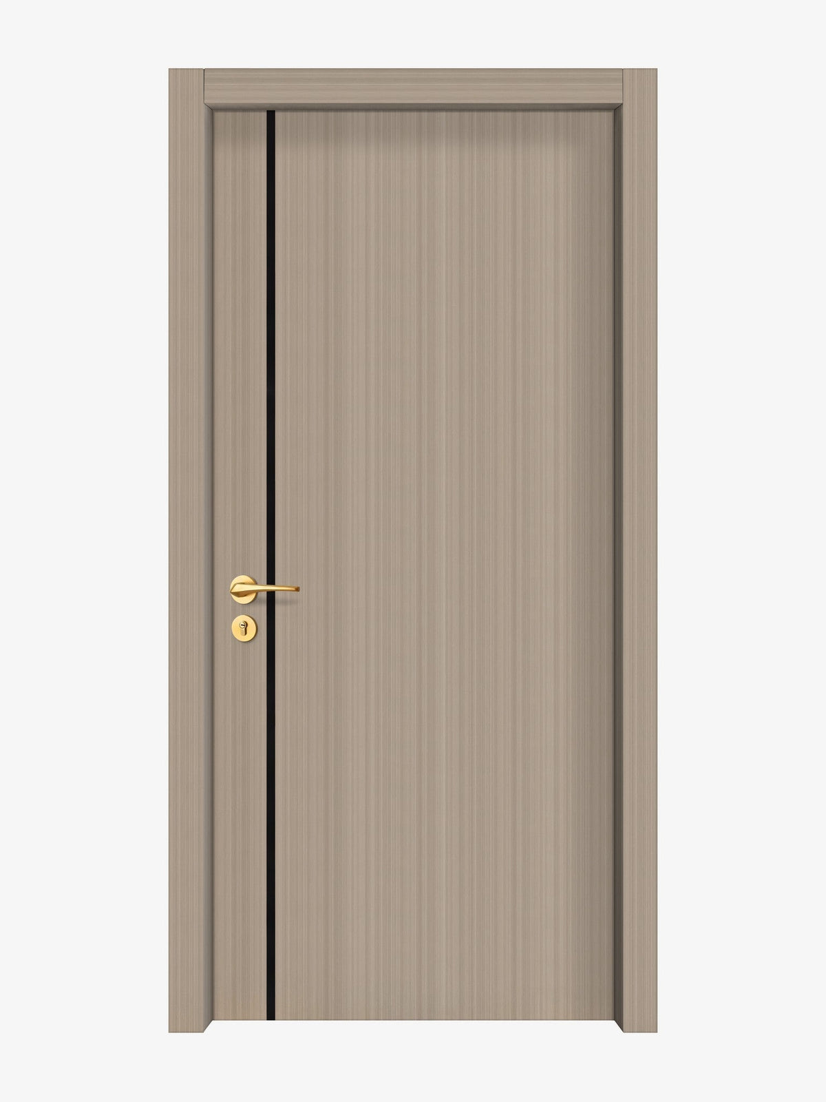 Smoked Oak Stripe Interior Door Slab - Aliyah 1L Inlay Design in Glossy Black epoxy