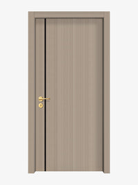 Smoked Oak Stripe Interior Door Slab - Aliyah 1L Inlay Design in Glossy Black epoxy