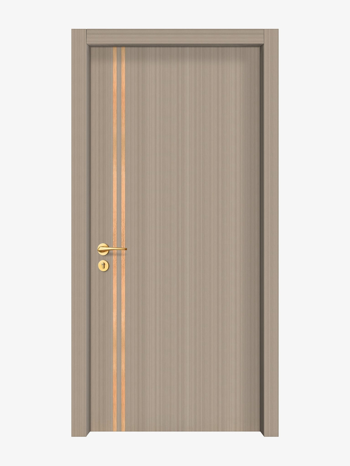 Smoked Oak Stripe Interior Double Door Slabs - Aliyah 2L Inlay Design in Brushed Rose Gold epoxy