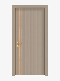 Smoked Oak Stripe Interior Double Door Slabs - Aliyah 2L Inlay Design in Brushed Rose Gold epoxy