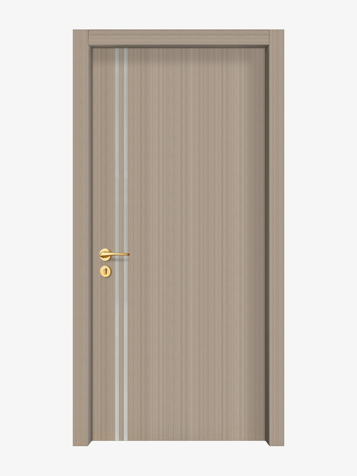 Smoked Oak Stripe Interior Door Slab - Aliyah 2L Inlay Design in Satin Silver epoxy