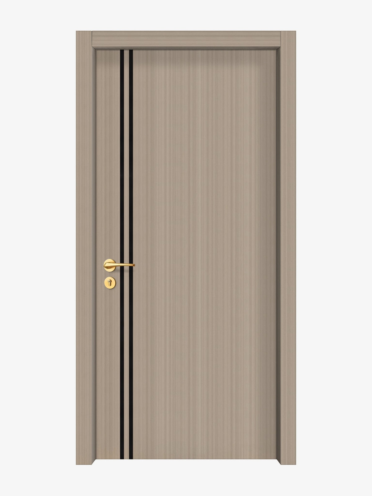 Smoked Oak Stripe Interior Double Door Slabs - Aliyah 2L Inlay Design in Glossy Black epoxy