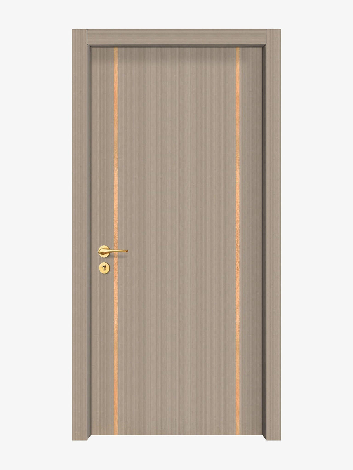 Smoked Oak Stripe Interior Double Door Slabs - Aliyah 2 Inlay Design in Brushed Rose Gold epoxy