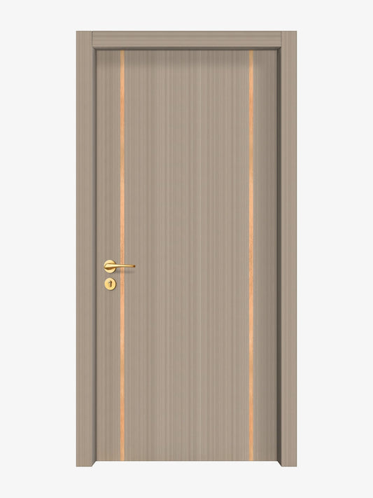 Smoked Oak Stripe Interior Double Door Slabs - Aliyah 2 Inlay Design in Brushed Rose Gold epoxy