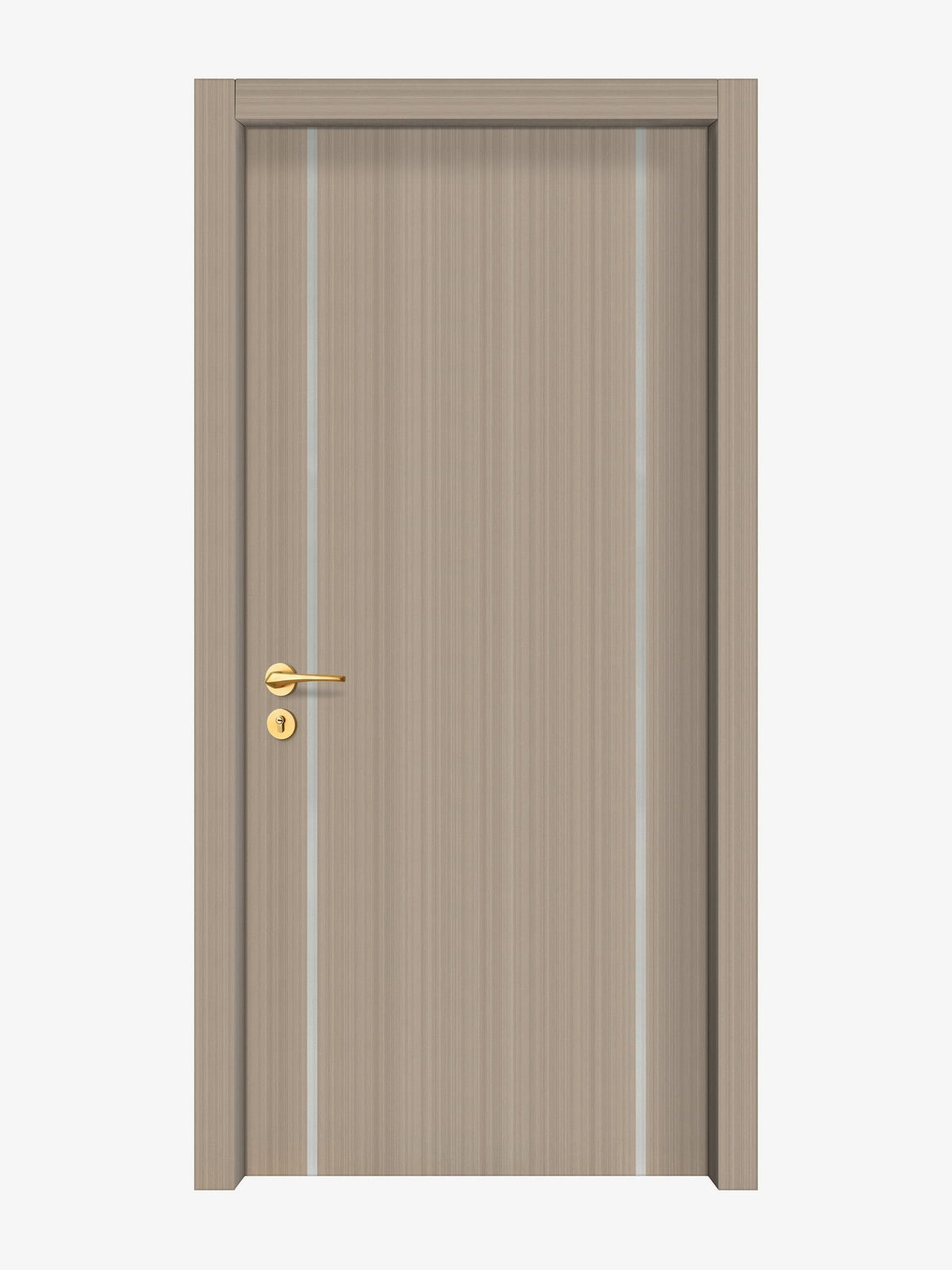 Smoked Oak Stripe Interior Door Slab - Aliyah 2 Inlay Design in Satin Silver epoxy
