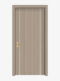 Smoked Oak Stripe Interior Door Slab - Aliyah 2 Inlay Design in Satin Silver epoxy