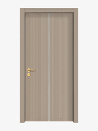 Smoked Oak Stripe Interior Door Slab - Aliyah 1C Inlay Design in Satin Silver epoxy