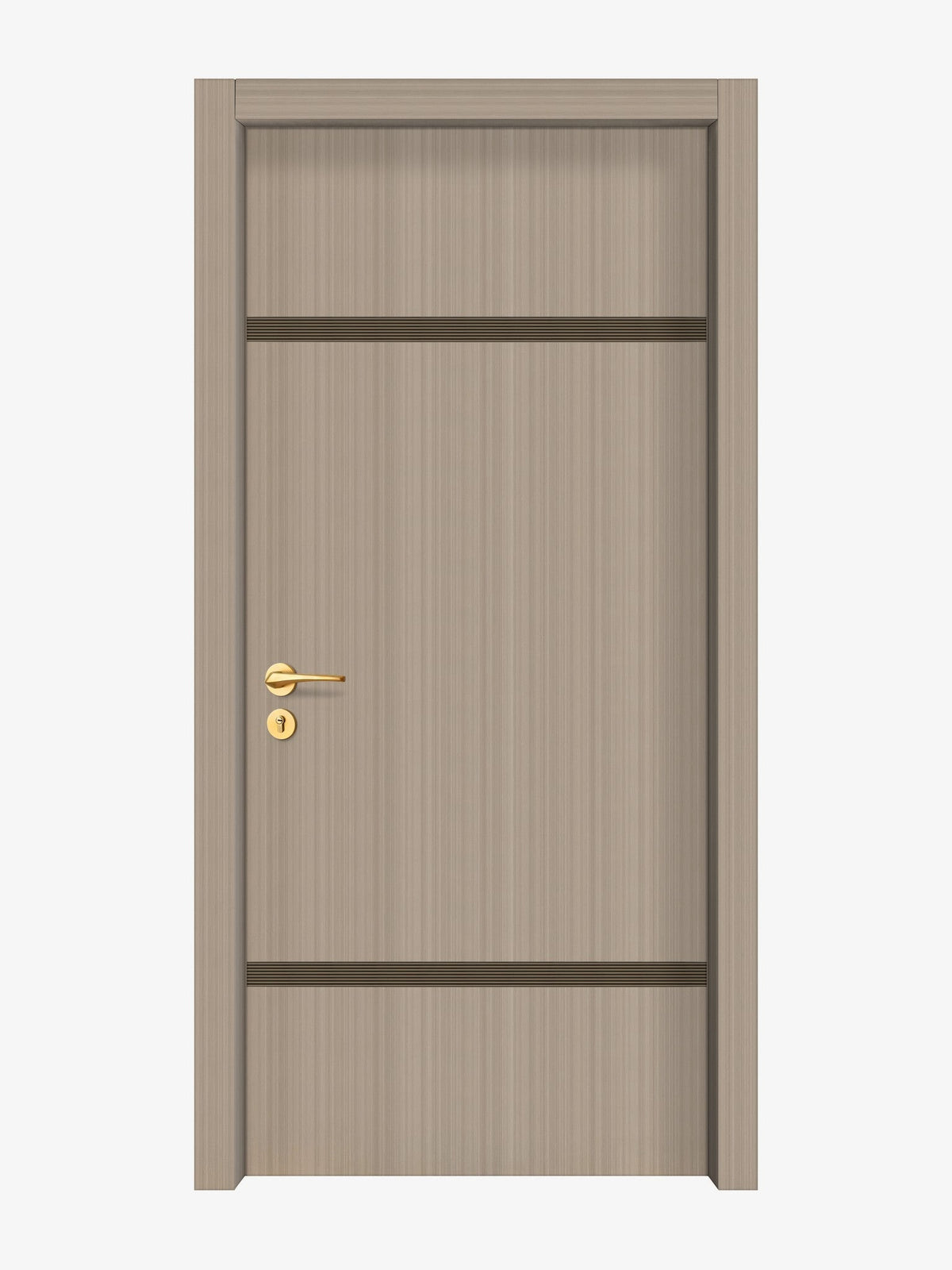 Smoked Oak Stripe Interior Door Slab - Elevar 2W Inlay Design in Bronze epoxy