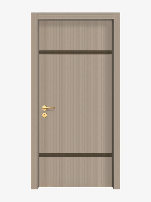 Smoked Oak Stripe Interior Double Door Slabs - Elevar 2W Inlay Design in Bronze epoxy
