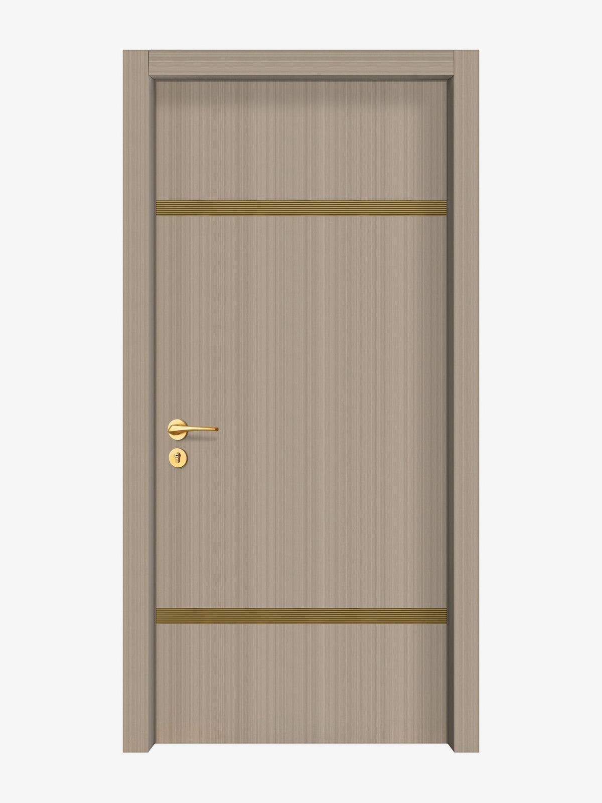 Smoked Oak Stripe Interior Double Door Slabs - Elevar 2W Inlay Design in Gold epoxy