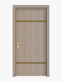 Smoked Oak Stripe Interior Double Door Slabs - Elevar 2W Inlay Design in Gold epoxy