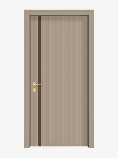 Smoked Oak Stripe Interior Door Slab - Aliyah 1L Inlay Design (I5201)