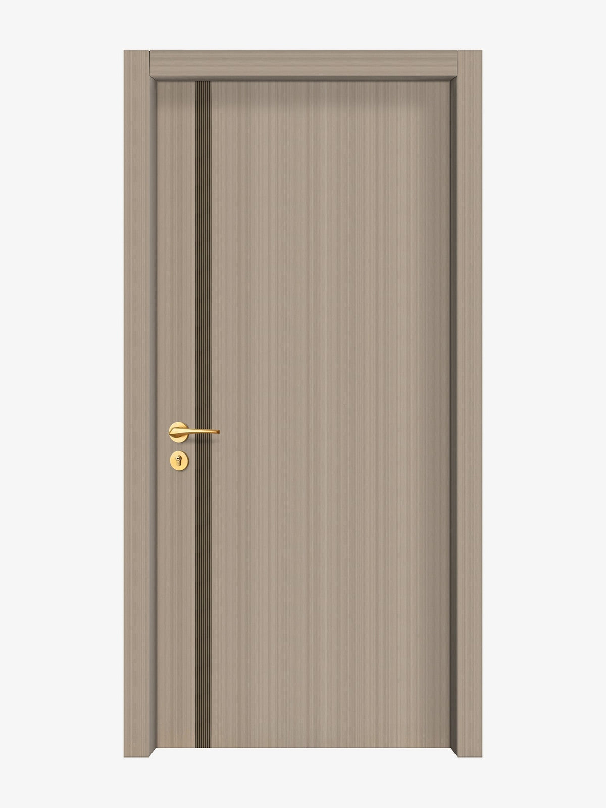 Smoked Oak Stripe Interior Double Door Slabs - Aliyah 1L Inlay Design in Bronze epoxy