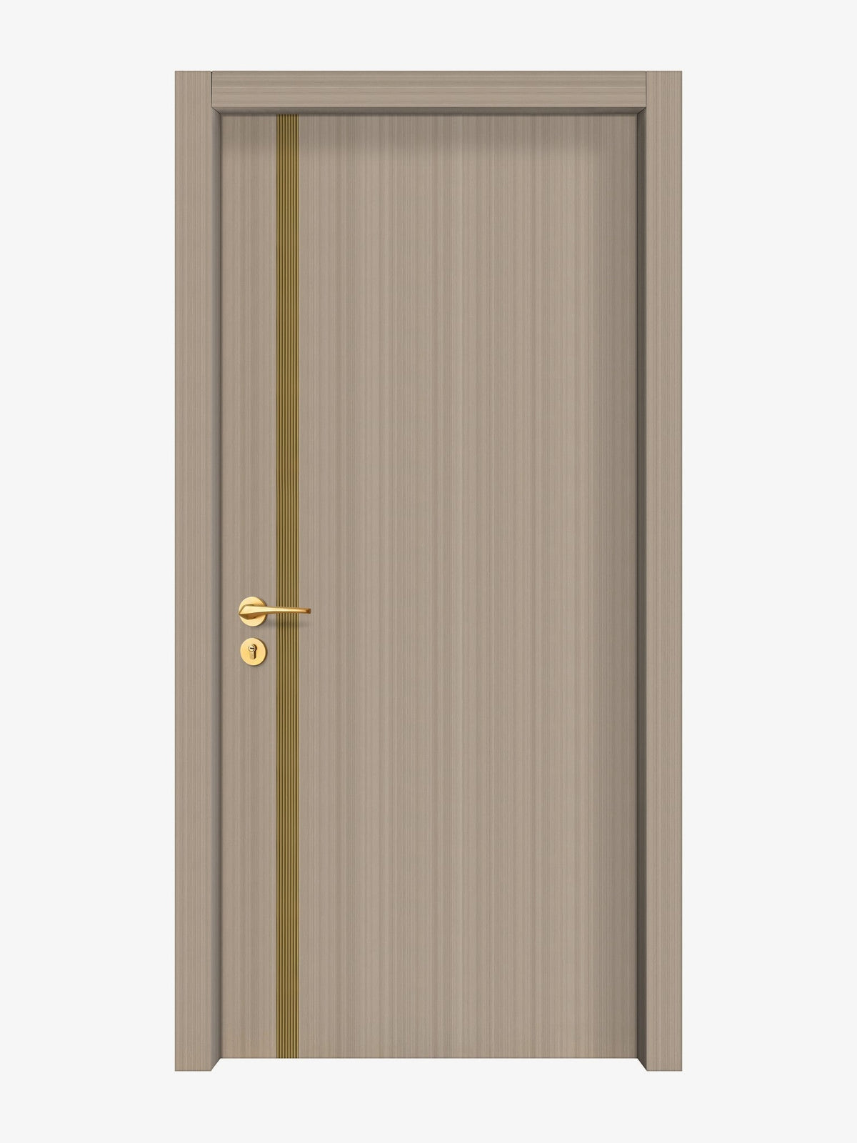 Smoked Oak Stripe Interior Door Slab - Aliyah 1L Inlay Design in Gold epoxy