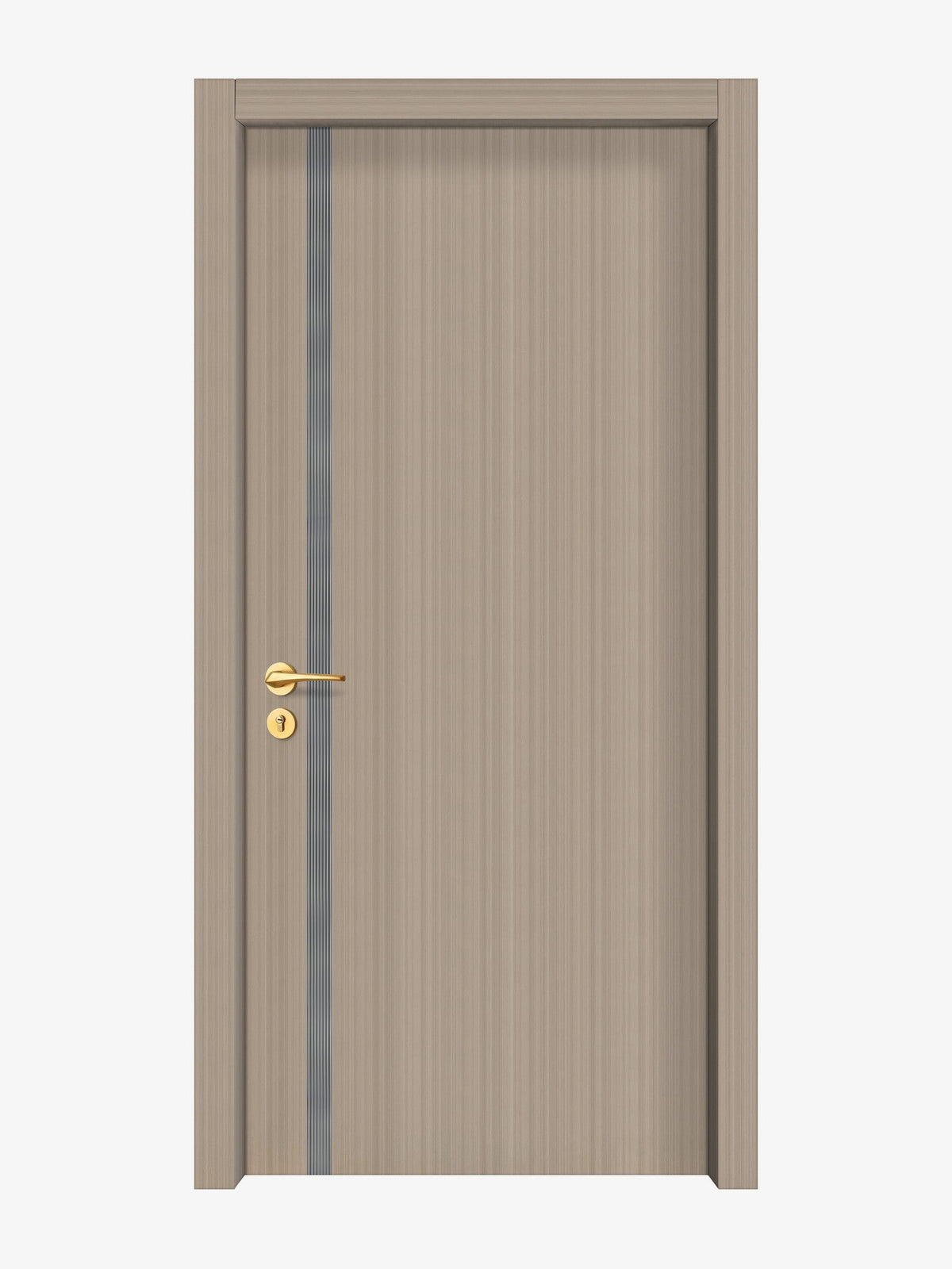 Smoked Oak Stripe Interior Double Door Slabs - Aliyah 1L Inlay Design in Gray epoxy