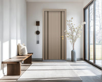 Smoked Oak Stripe Interior Double Door Slabs - Aliyah 2 Inlay Design in Bronze epoxy, detail view