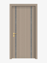 Smoked Oak Stripe Interior Double Door Slabs - Aliyah 2 Inlay Design in Gray epoxy