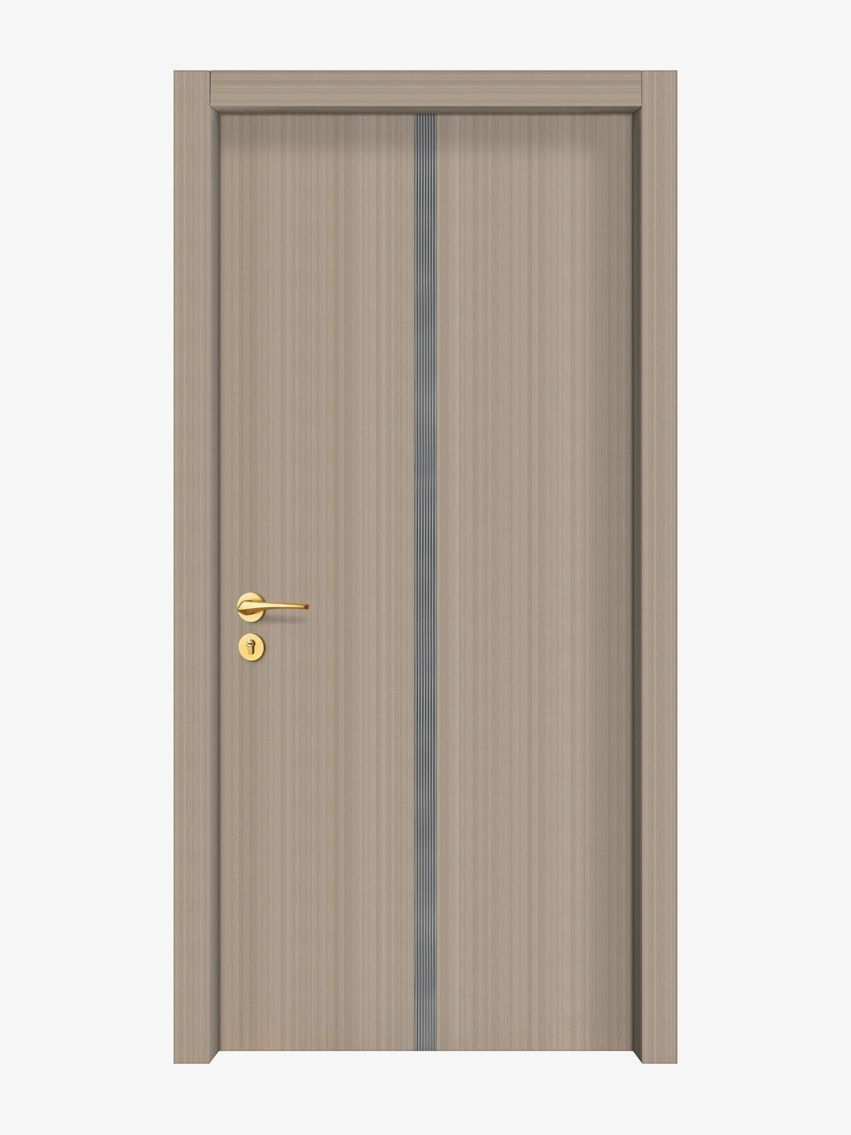 Smoked Oak Stripe Interior Double Door Slabs - Aliyah 1C Inlay Design in Gray epoxy