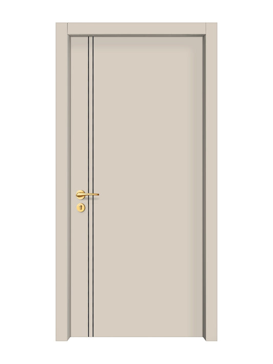 Stone Beige Interior Door Slab - Aliyah 2L Concave Design in Black Pearl epoxy