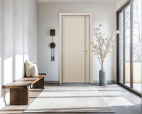 Stone Beige Interior Door Slab - Aliyah 2L Concave Design in Black Pearl epoxy, detail view