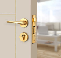 Stone Beige Interior Door Slab - Scala 1 Concave Design in Solar Gold epoxy, angled view