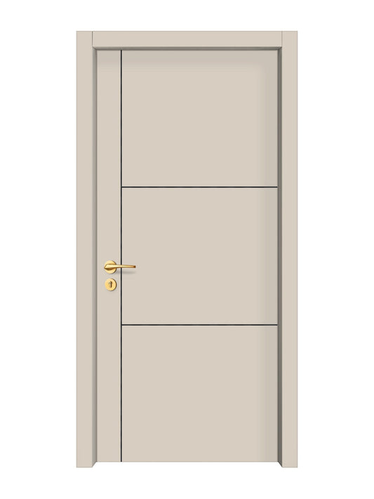 Stone Beige Interior Door Slab - Axis 2 Concave Design in Black Pearl epoxy
