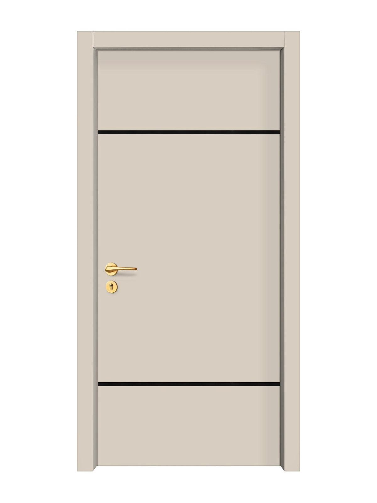 Stone Beige Interior Double Door Slabs - Elevar 2W Inlay Design in Glossy Black epoxy