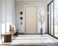 Stone Beige Interior Door Slab - Elevar 2N Inlay Design in Brushed Rose Gold epoxy, detail view