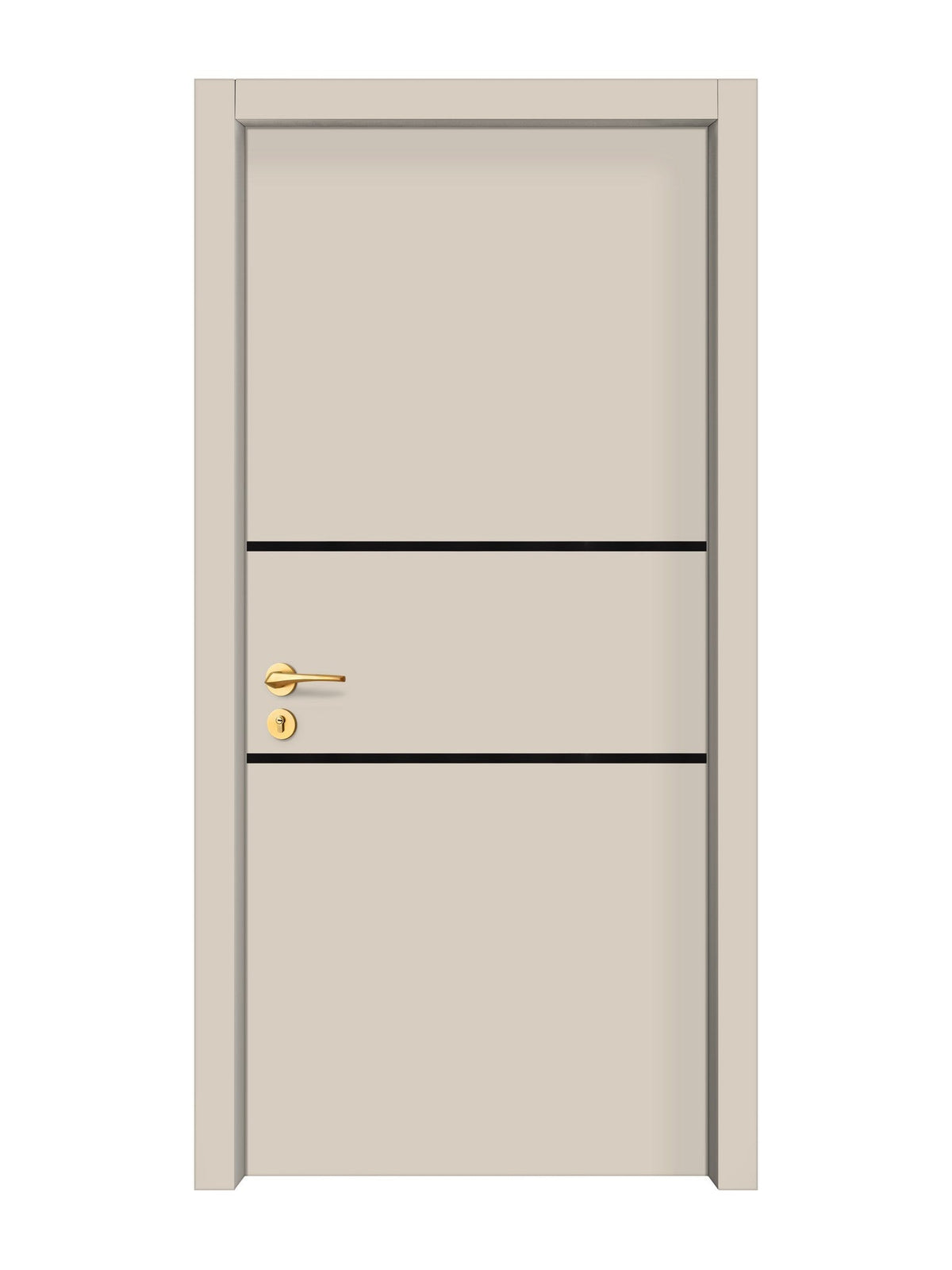 Stone Beige Interior Door Slab - Elevar 2N Inlay Design in Glossy Black epoxy