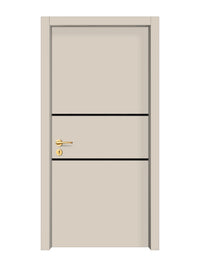 Stone Beige Interior Door Slab - Elevar 2N Inlay Design in Glossy Black epoxy