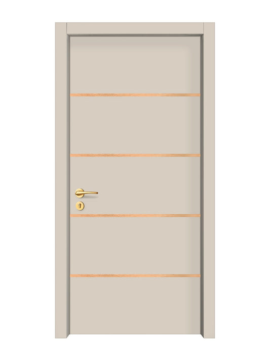 Stone Beige Interior Door Slab - Elevar 4 Inlay Design in Brushed Rose Gold epoxy