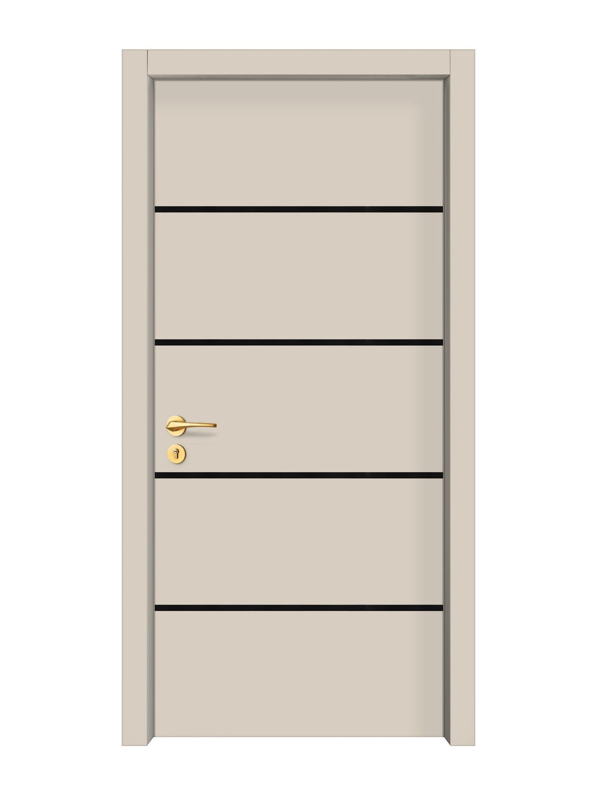 Stone Beige Interior Double Door Slabs - Elevar 4 Inlay Design in Glossy Black epoxy