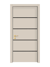 Stone Beige Interior Double Door Slabs - Elevar 4 Inlay Design in Glossy Black epoxy