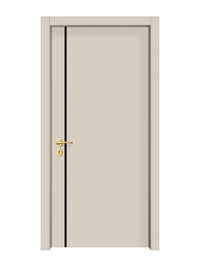 Stone Beige Interior Door Slab - Aliyah 1L Inlay Design in Glossy Black epoxy