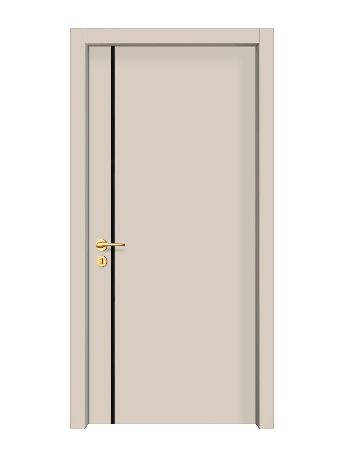 Stone Beige Interior Double Door Slabs - Aliyah 1L Inlay Design in Glossy Black epoxy