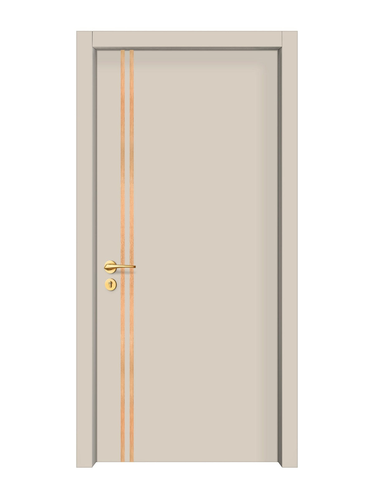 Stone Beige Interior Double Door Slabs - Aliyah 2L Inlay Design in Brushed Rose Gold epoxy